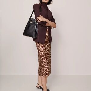 2bella Leopard Print Satin Midi Dress Size M | Animal Print Slip Skirt